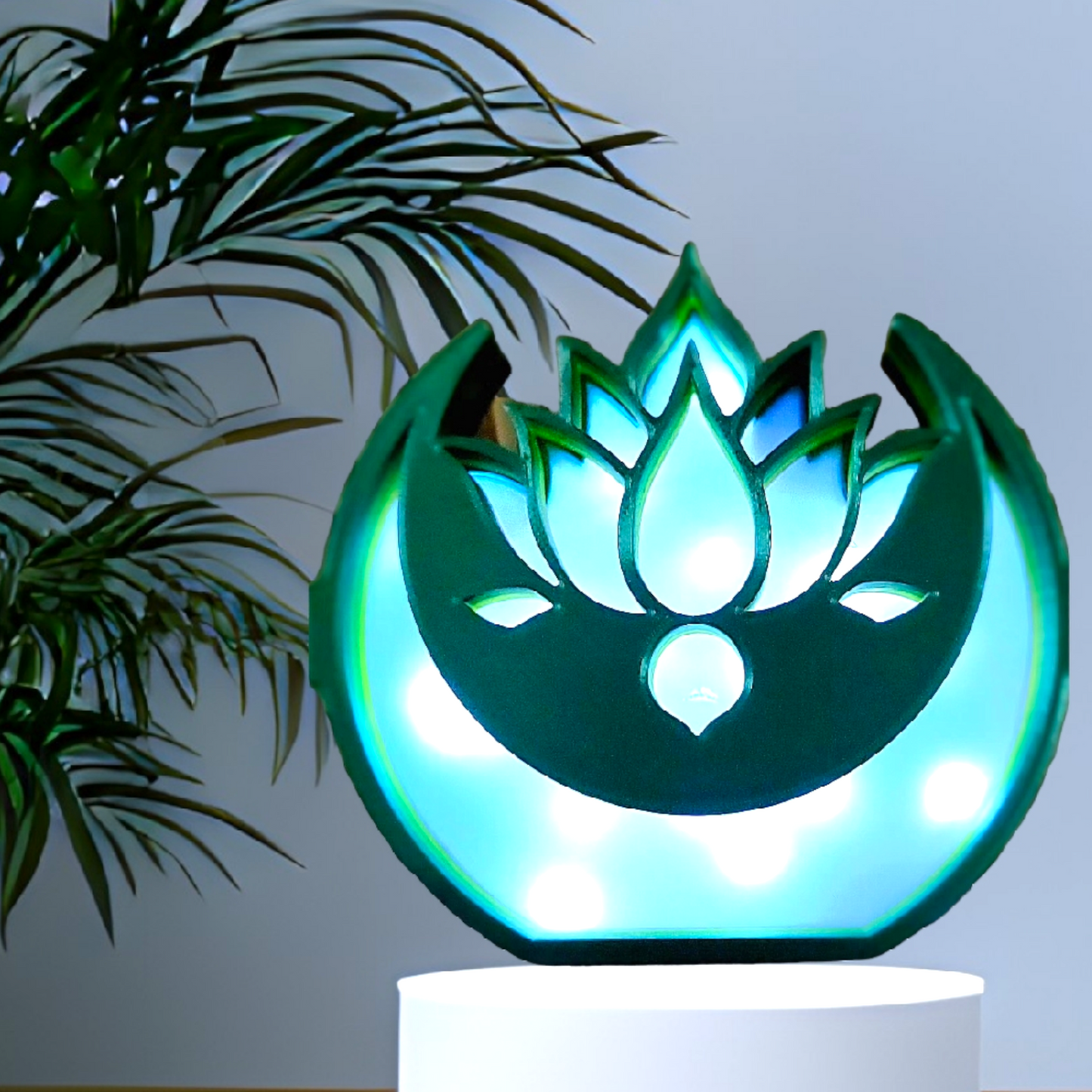 Luz de noche de estante de luna de loto