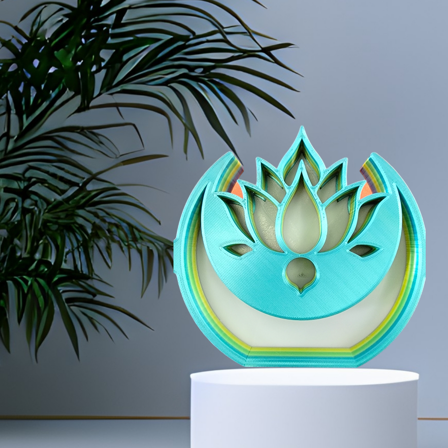 Luz de noche de estante de luna de loto