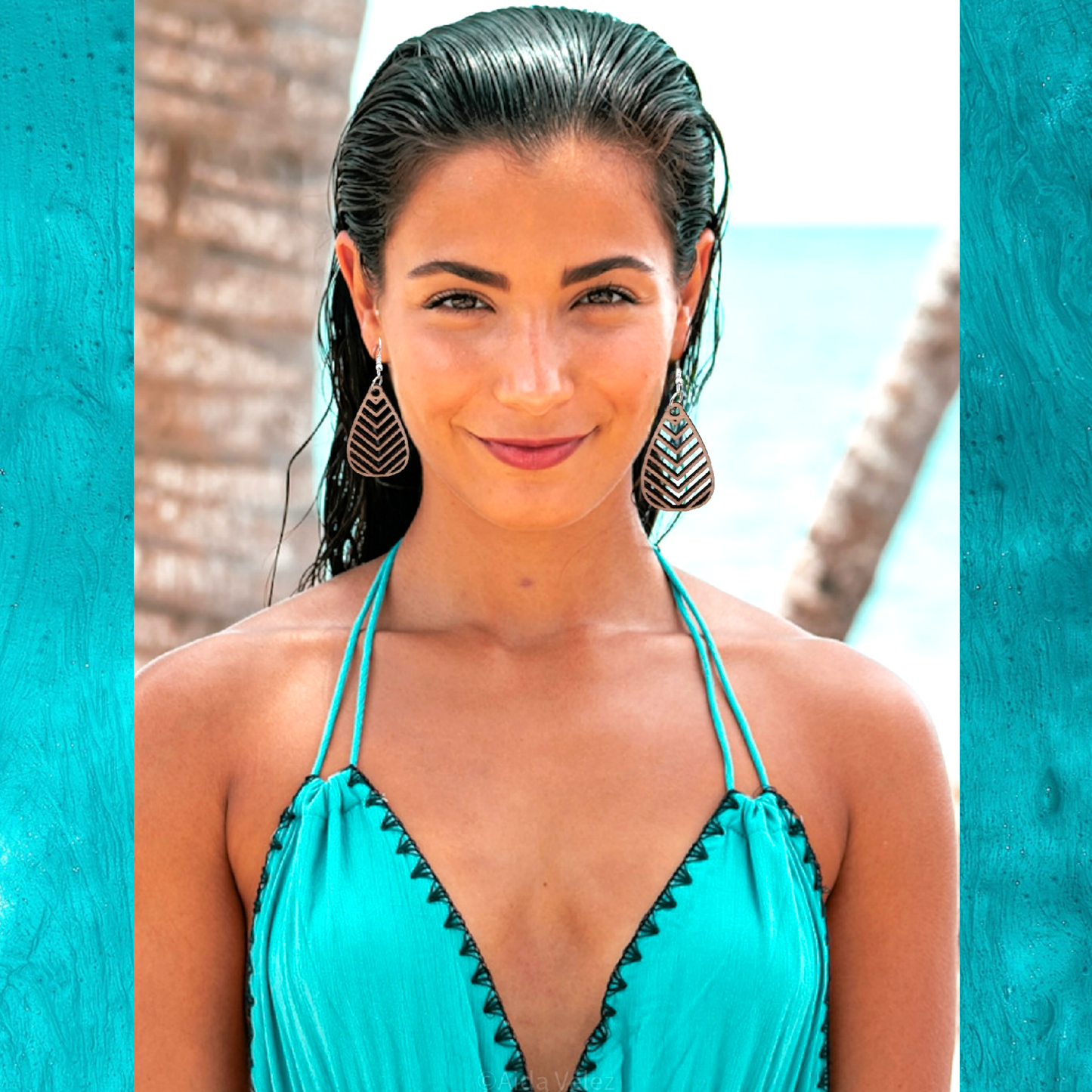 Pendientes de madera cortados con láser