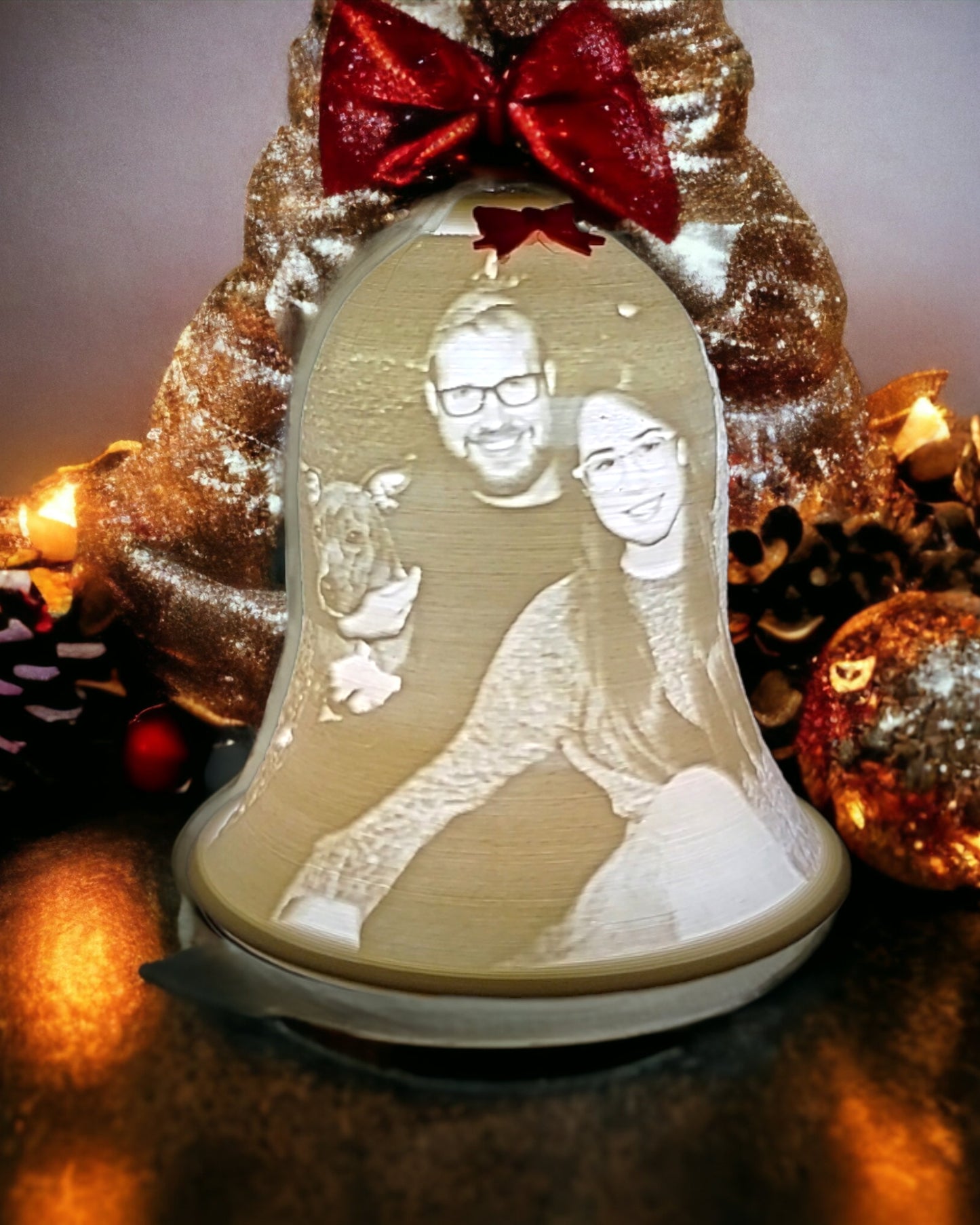 Personalized 3D Printed Lithophane Christmas Bells and Ornaments