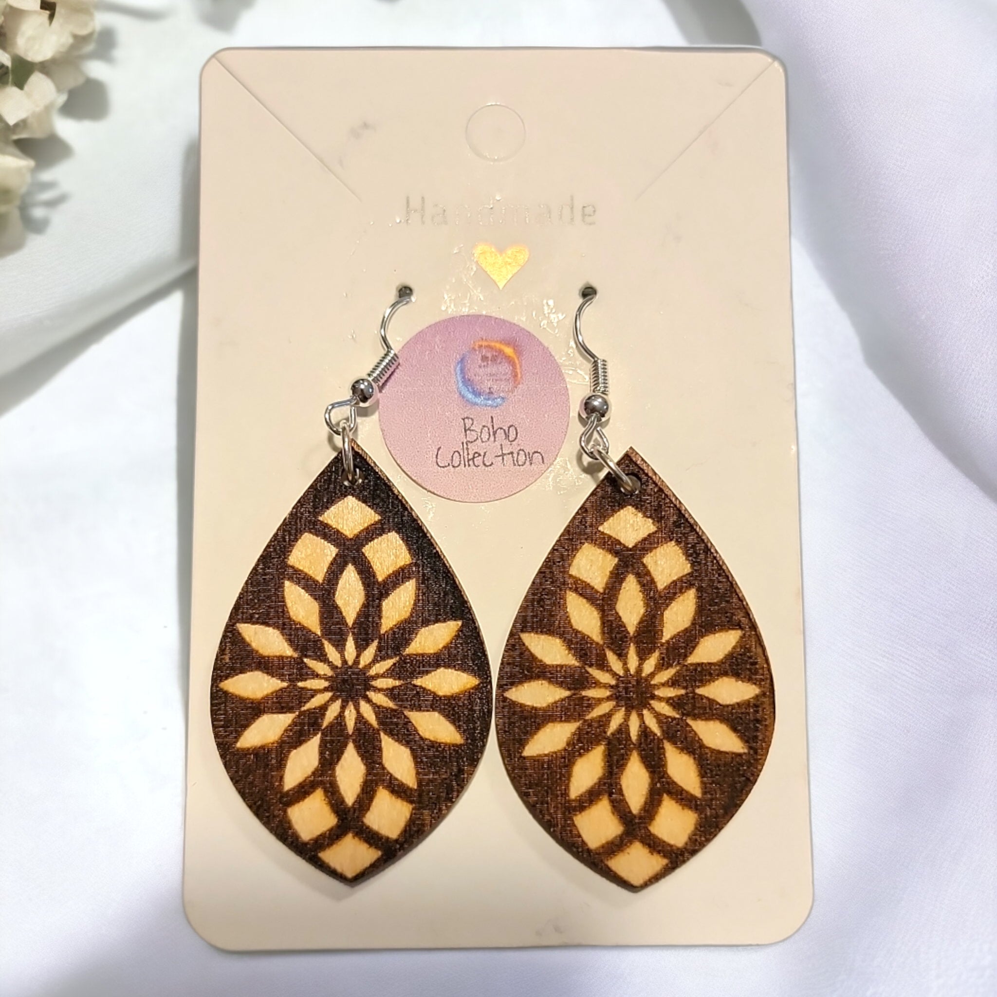 Handmade Laser online Cut Wood Earrings from